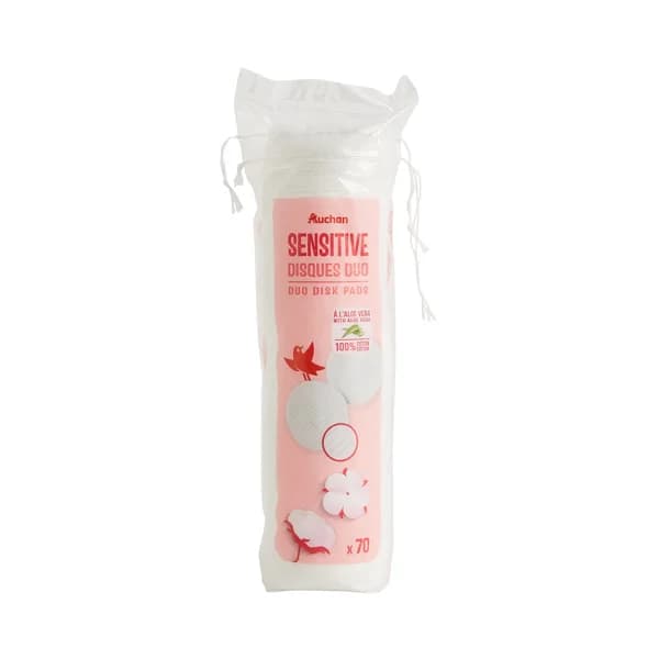 PRODUCTO ALCAMPO Discos desmaquillantes duo algodón 100% con aloe vera PRODUCTO ALCAMPO Sensitive 70 uds. - 1 ud - Imagen del producto en Findit