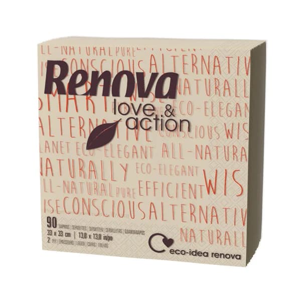 RENOVA Servilletas de papel desechables color melón Love & Action RENOVA 2 capas. 90 uds. - 1 ud - Imagen del producto en Findit