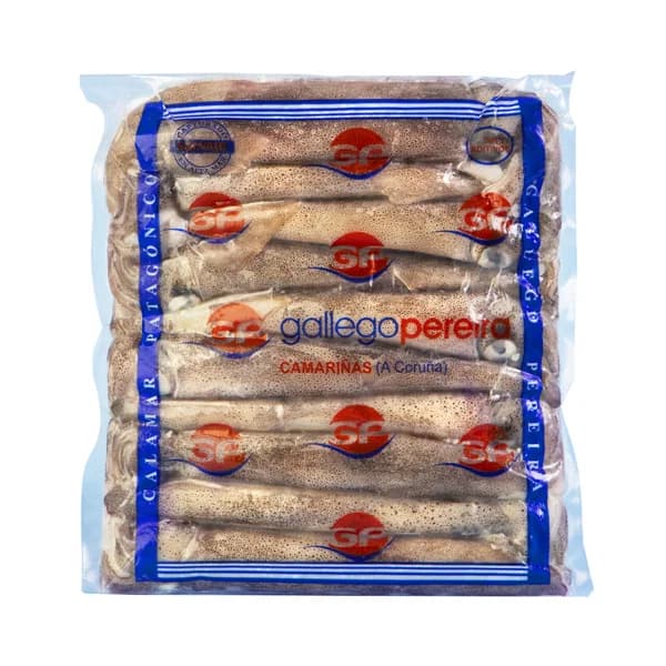 GALLEGO PEREIRA Calamar patagónico (12 - 14 cm) entero congelado y envasado al vacio sin agua ni aditivos GALLEGO PEREIRA 500 g. - 0.5 kg - Imagen del producto en Findit