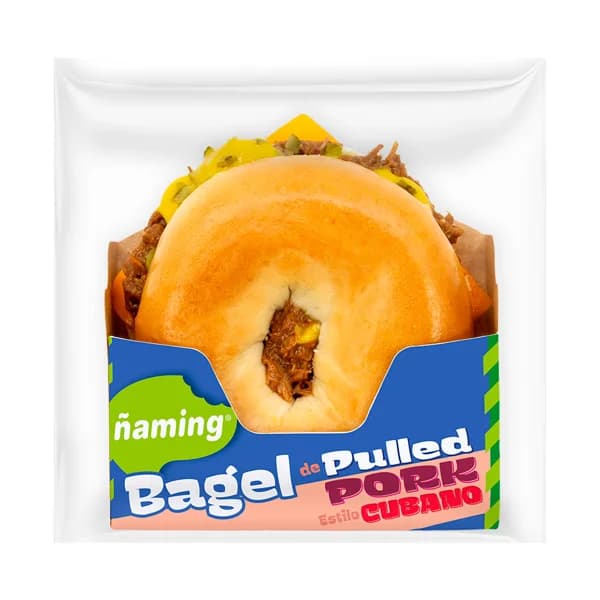 ÑAMING Bagel estilo cubano con pulled pork (carne cerdo marinada asada) 180 g. - 0.18 kg - Imagen del producto en Findit