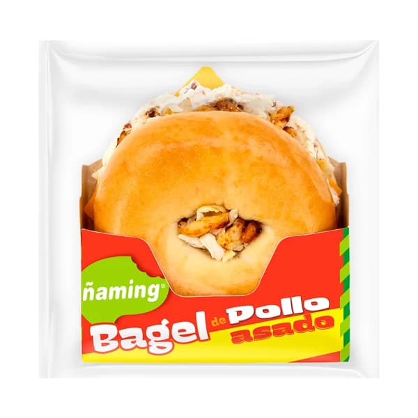 ÑAMING Bagel con fiambre de pollo asado, tomate y cebolla caramelizada 180 g. - 0.18 kg - Imagen del producto en Findit