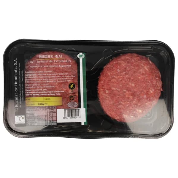 Burger meat de vacuno IGP Ternera de Extremadura 2 x 150 g. - 0.3 kg - Imagen del producto en Findit