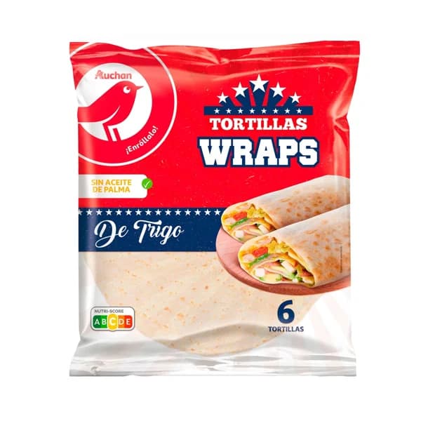 PRODUCTO ALCAMPO Tortillas de trigo Wraps PRODUCTO ALCAMPO 6 uds 375 g. - 0.38 kg - Imagen del producto en Findit