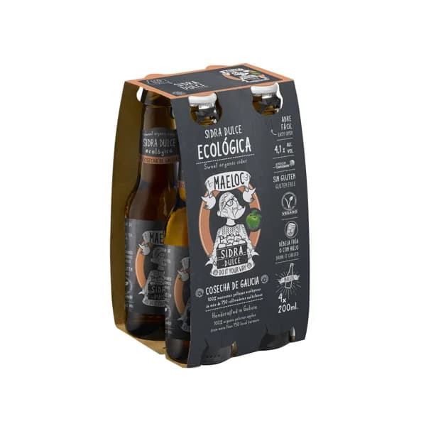 MAELOC Sidra espumosa dulce ecológica 4 uds x 20 cl - 1 ud - Imagen del producto en Findit
