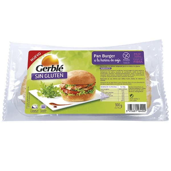 GERBLÉ Pan de hamburguesa sin gluten GERBLÉ pack de 4 uds x 75 g. - 0.3 kg - Imagen del producto en Findit