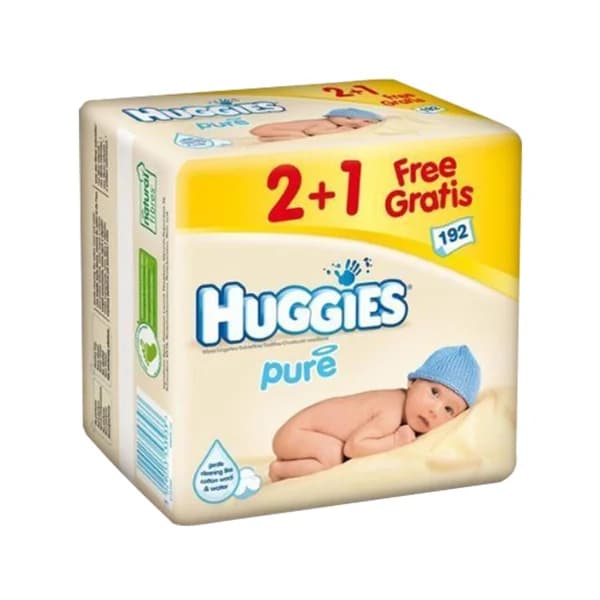 HUGGIES Toallitas húmedas para bebé HUGGIES Pure 3 x 64 uds. - 1 ud - Imagen del producto en Findit
