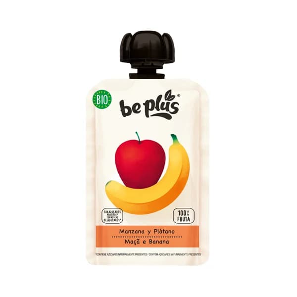 BE PLUS Bolsita de fruta (manzana y plátano) para bebés a partir de 4 meses BE PLUS Bio 100 g. - 0.1 kg - Imagen del producto en Findit