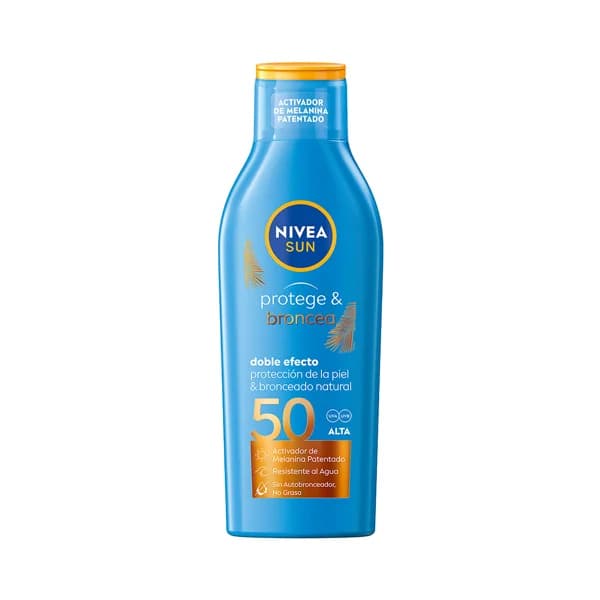 NIVEA Sun Leche solar protectora, con activador del bronceado y factor de protección 50 (alto) Protege & broncea 200 ml. - 0.2 l - Imagen del producto en Findit