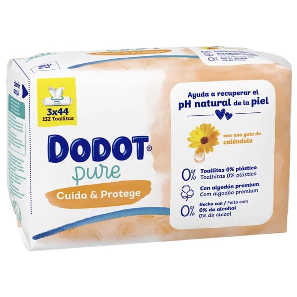 DODOT Pure cuida & protege Toallitas húmedas para bebé con caléndula 3 x 44 uds. - 1 ud - Imagen del producto en Findit