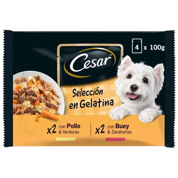 CESAR Comida para perro adulto bocaditos de gelatina CESAR 4 unidades de100 gr. - 0.4 kg - Imagen del producto en Findit