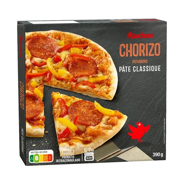 PRODUCTO ALCAMPO Pizza de chorizo, queso y pimiento con masa clásica 390 g. - 0.39 kg - Imagen del producto en Findit