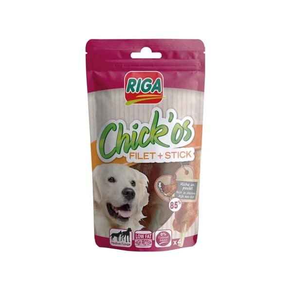 RIGA Bocaditos con sabor a pollo para perros RIGA CHICK'OS 4 uds x 75 g. - 0.08 kg - Imagen del producto en Findit