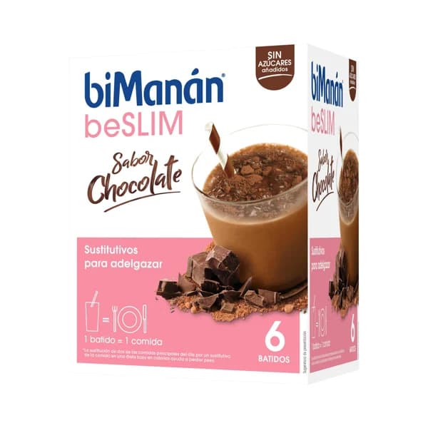 BIMANÁN Batido con sabor a chocolate sin azúcares añadidos, sustitutivo de 1 comida BIMANÁN Be slim 6 uds. - 1 ud - Imagen del producto en Findit
