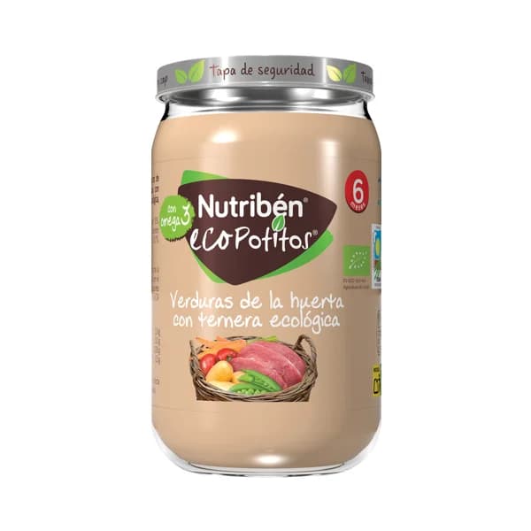NUTRIBÉN Ecopotitos Potitos® de verduras de la huerta con ternera ecológica a partir de 6 meses 235 g. - 0.24 kg - Imagen del producto en Findit
