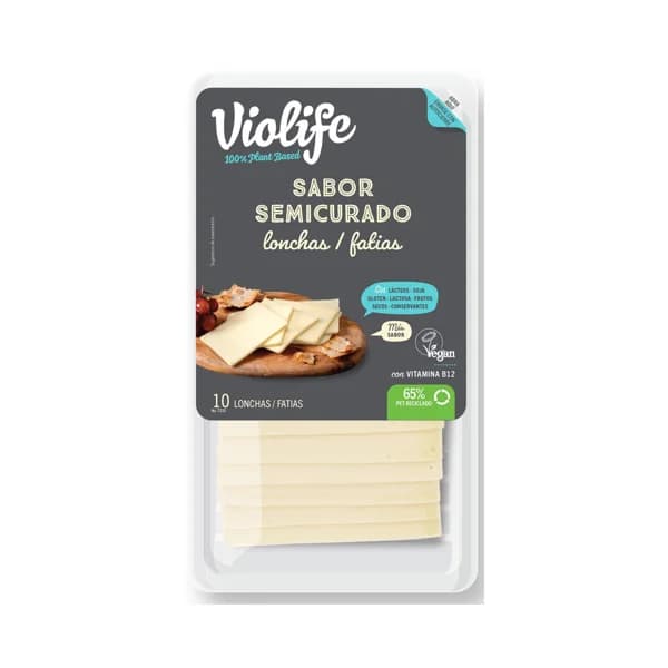 VIOLIFE Especialidad vegana con aceite de coco y vitamina B12 con sabor semicurado, cortada en lonchas VIOLIFE 200 g. - 0.2 kg - Imagen del producto en Findit