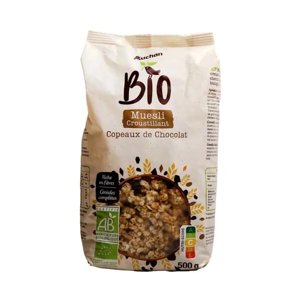 ALCAMPO ECOLÓGICO Muesli crujiente de copos de avena, arroz y chocolate ecológicos 500 g. - 0.5 kg - Imagen del producto en Findit