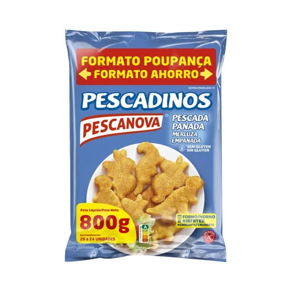 PESCANOVA Pescadinos Merluza empanada con formas de dinosaurios 800 g. - 0.8 kg - Imagen del producto en Findit