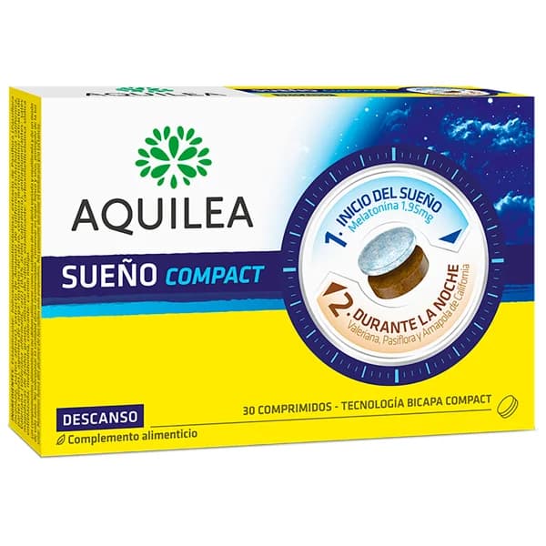 AQUILEA Sueño compact Melatonina, valeriana, pasiflora y amaploa de California 30 uds. - 0.05 kg - Imagen del producto en Findit