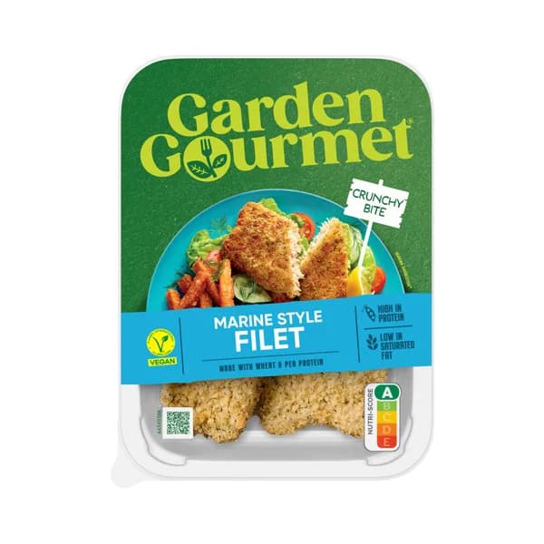 GARDEN GOURMET Filete vegano tipo pescado, marinado y empanado a base de proteína de guisante y trigo. - 0.18 kg - Imagen del producto en Findit