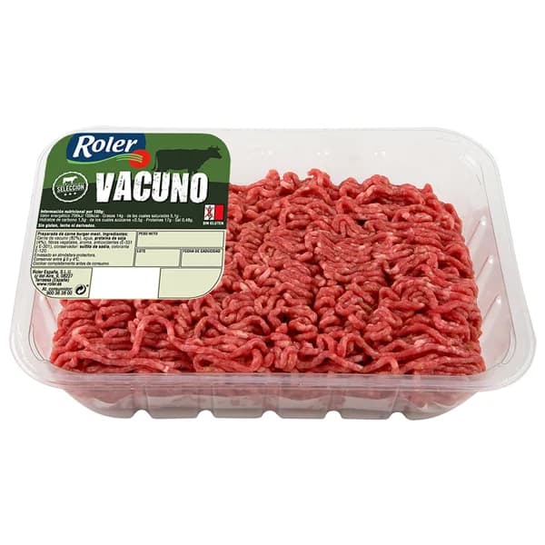 Bandeja de preparado de carne picada de vacuno, elaborada sin gluten ROLER 800 g. - 0.8 kg - Imagen del producto en Findit