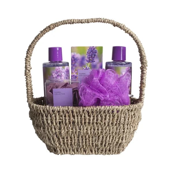 POKHARA Cesta con asas con productos para el baño con aroma a lavanda. - 1 ud - Imagen del producto en Findit