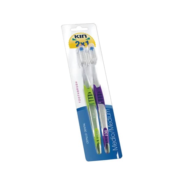 KIN Cepillo dental con cabezal pequeño y triangular y filamentos de dureza media KIN 2 uds. - 1 ud - Imagen del producto en Findit