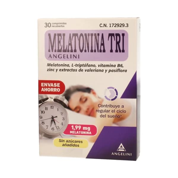 MELATONINA TRI Complemento alimenticio que contribuye a regular el ciclo del sueño MELATONINA Tri 30 comprimidos. - 1 ud - Imagen del producto en Findit