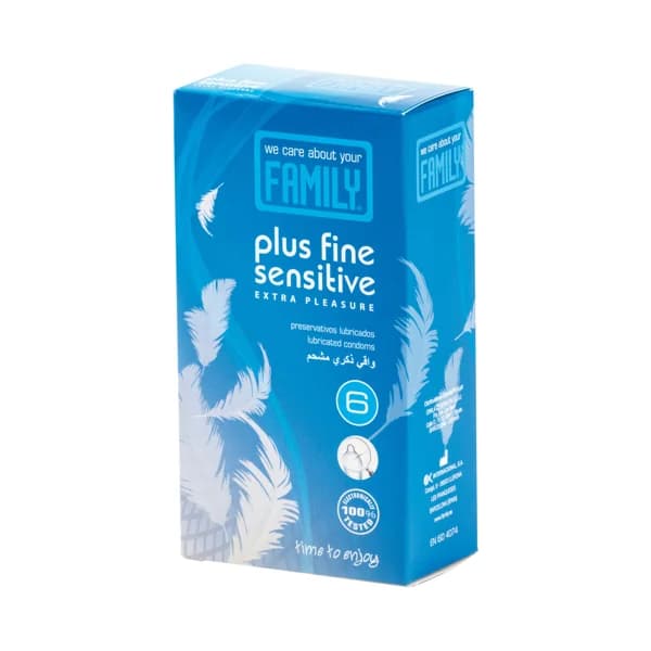 FAMILY Presevativos lubricados extra finos, para un extra de placer FAMILY Plus fine sensitive 6 uds - 1 ud - Imagen del producto en Findit