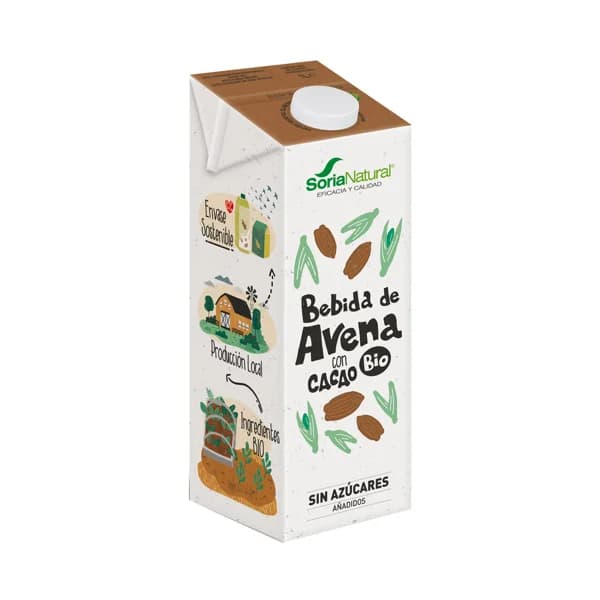 SORIA NATURAL Bio Bebida de avena ecológica con cacao, sin azúcares añadidos 1 l. - 1 l - Imagen del producto en Findit