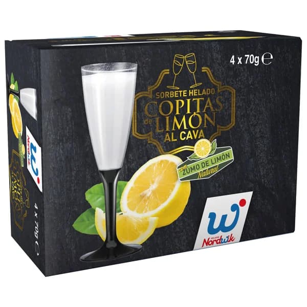 NORDWIK Copitas de sorbete helado de limón al cava, con zumo de limón natural 4 x 70 g. - 0.28 kg - Imagen del producto en Findit