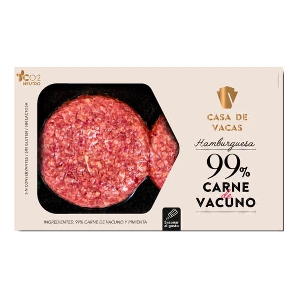 CASA DE VACAS Hamburguesa 99% carne de vacuno 2x150 gr. - 0.3 kg - Imagen del producto en Findit
