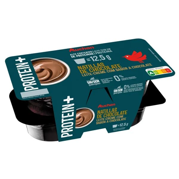 AUCHAN Natillas proteicas de chocolate sin azúcares añadidos 4x125 g Producto Alcampo. - 0.5 kg - Imagen del producto en Findit