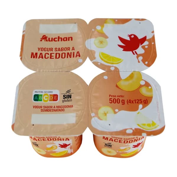 AUCHAN Yogur sabor a macedonia 4 x 125 g Producto Alcampo. - 0.5 kg - Imagen del producto en Findit