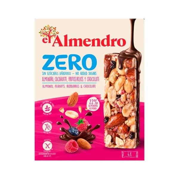 EL ALMENDRO Barritas zero frutos rojos con chocolate negro 120 g. - 0.12 kg - Imagen del producto en Findit