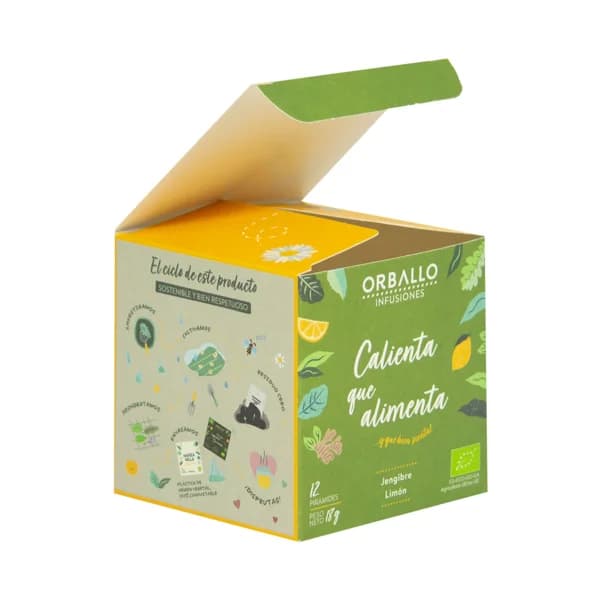 ORBALLO Calienta que alimenta Infusión ecológica de jenjibre y limón 12 uds. - 1 ud - Imagen del producto en Findit