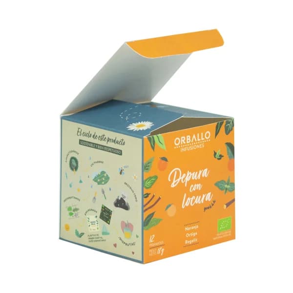 ORBALLO Depura con locura Infusión ecológica a base de naranja, ortiga y regaliz 12 uds. - 1 ud - Imagen del producto en Findit