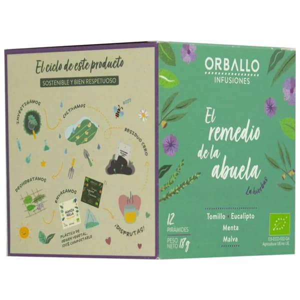 ORBALLO El remedio de la abuela Infusión ecológica a base de tomillo, eucalipto, menta y malva 12 uds. - 1 ud - Imagen del producto en Findit