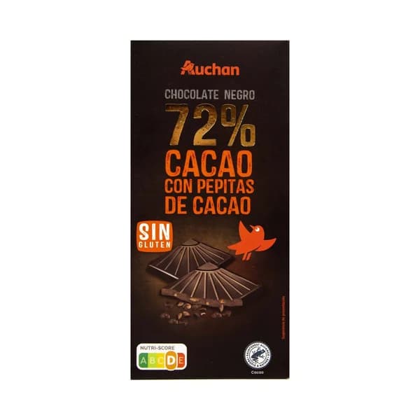 PRODUCTO ALCAMPO Tableta de chocolate negro 72 % cacao con pepitas de chocolate 100 g. - 0.1 kg - Imagen del producto en Findit