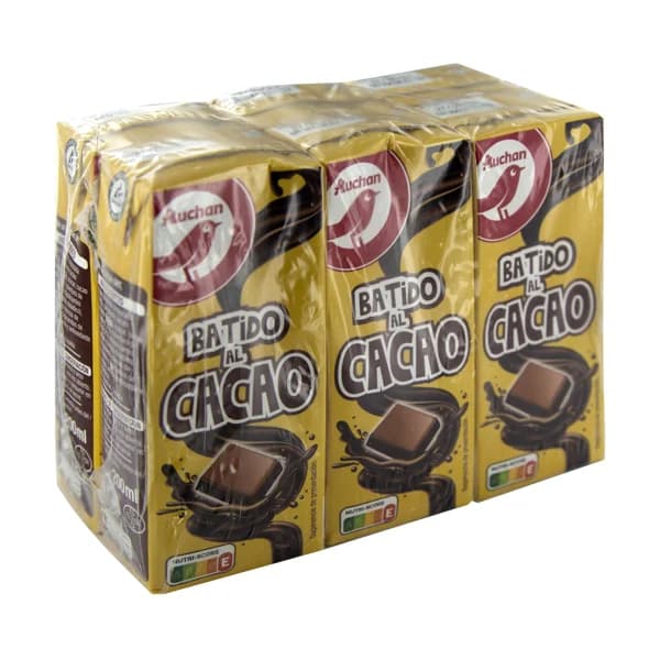 AUCHAN Batido con sabor chocolate 6 x 200 ml. Producto Alcampo - 1.2 l - Imagen del producto en Findit