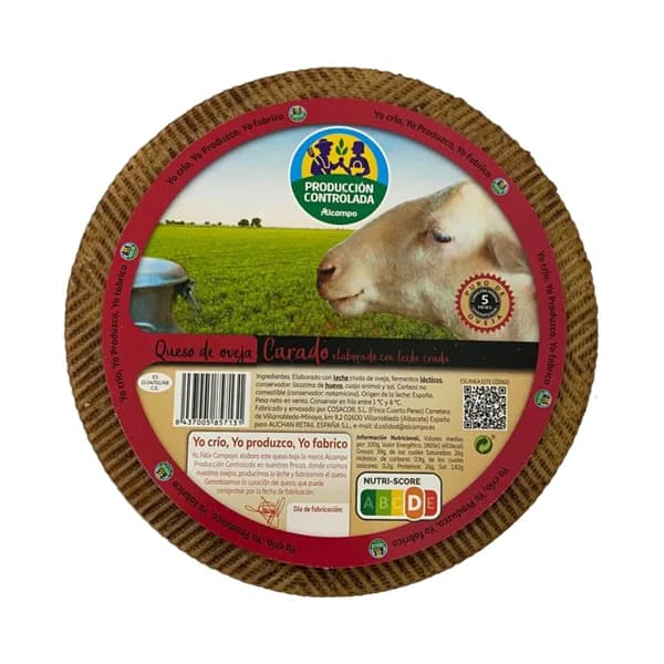 ALCAMPO CULTIVAMOS LO BUENO Queso de Oveja Curado Leche Cruda - 1 ud - Imagen del producto en Findit