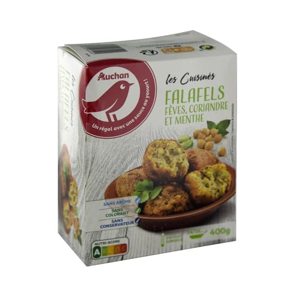 AUCHAN Preparado a base de garbanzos, habas, cilantro y menta 400 g. Producto Alcampo - 0.4 kg - Imagen del producto en Findit