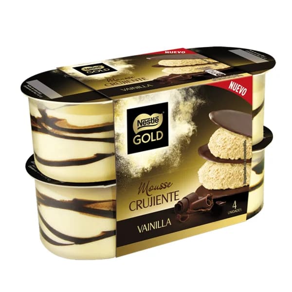 NESTLÉ Mousse de vainilla con láminas crujientes de chocolate NESTLÉ Gold 4 x 57 g. - 0.23 kg - Imagen del producto en Findit