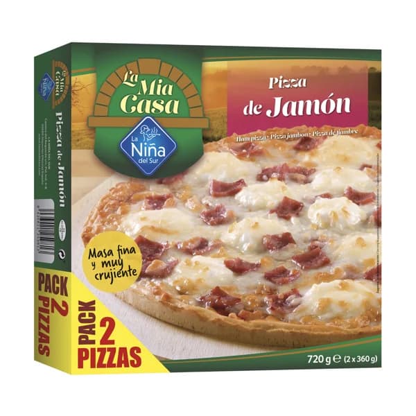 LA NIÑA DEL SUR La mia casa Pizza de jamón con mas fina y muy crujiente 2 x 360 g. - 0.72 kg - Imagen del producto en Findit