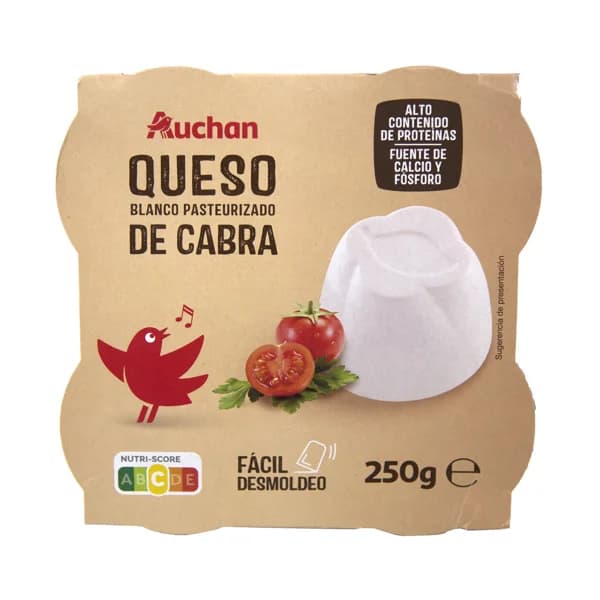 AUCHAN Queso fresco de cabra 4 uds. x 62,5 g. Producto Alcampo - 0.25 kg - Imagen del producto en Findit