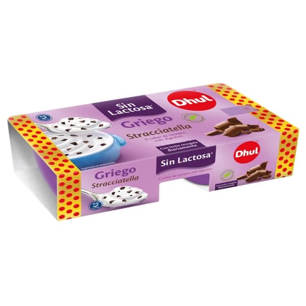 DHUL Yogur griego de stracciatella sin lactosa elaborado con leche recogida diariamente  2 x 125 g. - 0.25 kg - Imagen del producto en Findit