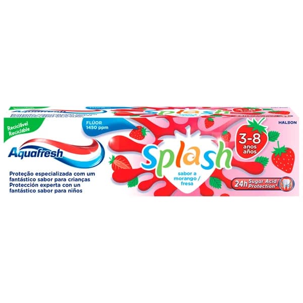 AQUAFRESH Splash Pasta de dientes infantil (3 a 8 años) con flúor (1450 ppm) y sabor a fresa 75 ml. - 0.08 l - Imagen del producto en Findit