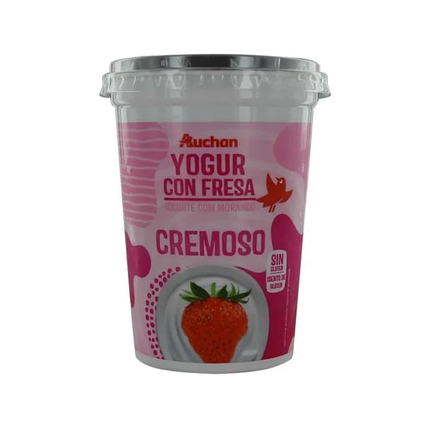AUCHAN Yogur cremoso con fresas 500 g. Producto Alcampo - 0.5 kg - Imagen del producto en Findit