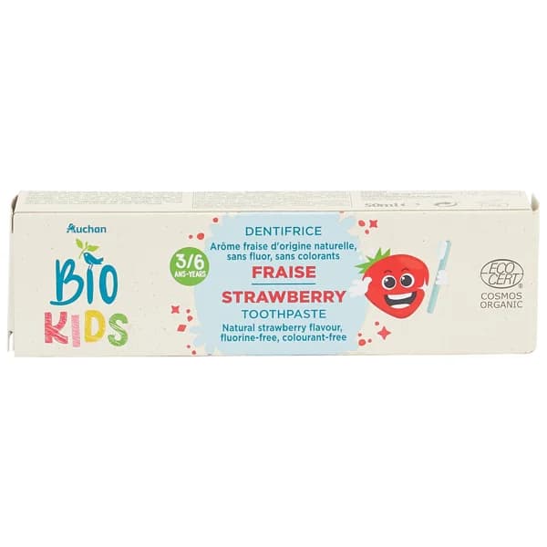 PRODUCTO ALCAMPO Pasta de dientes infantil (de 3 a 6 años) sin colorantes y con sabor a fresa PRODUCTO ALCAMPO Bio kids 50 ml. - 0.05 l - Imagen del producto en Findit