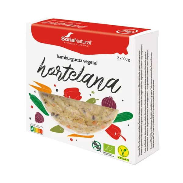 SORIA NATURAL Bio Burger vegetal hortelana (mix de verduras y hortalizas) ecológica 2 x 100 g. - 0.2 kg - Imagen del producto en Findit