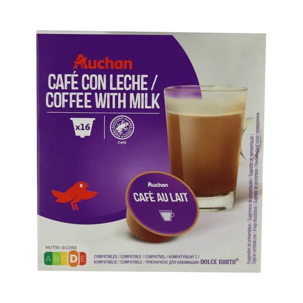 Producto Alcampo Café con leche en capsulas compatible con dolce gusto 16 uds. 160 g. - 0.16 kg - Imagen del producto en Findit